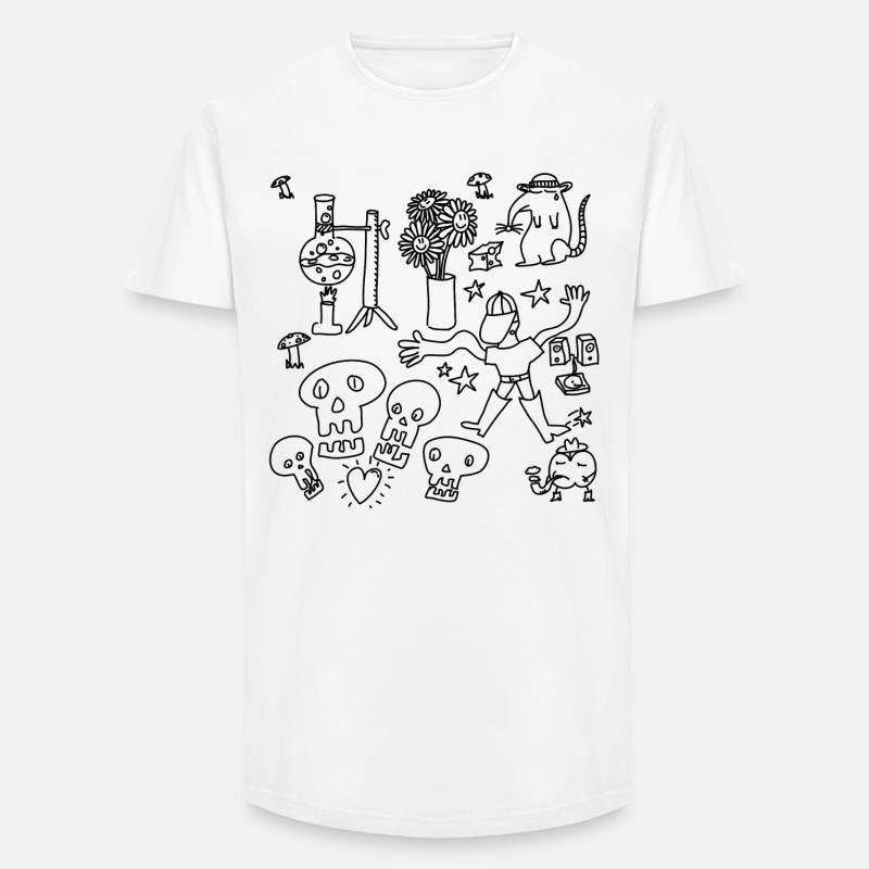 Kritzeln oder nach Hause gehen - Long Fit Männer T-Shirt - Weiß