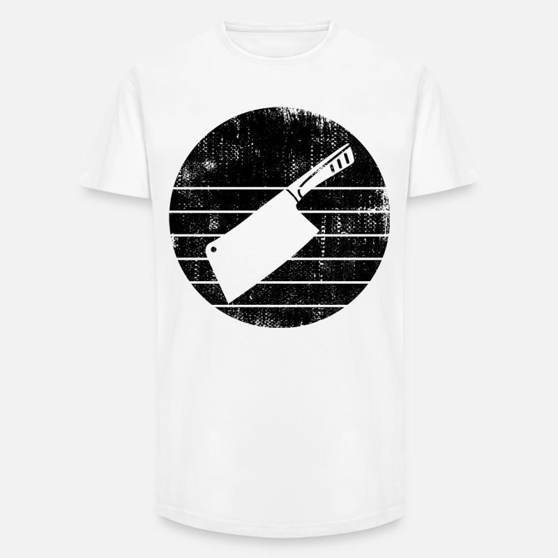 Hackbeil Skizze - Long Fit Männer T-Shirt - Weiß