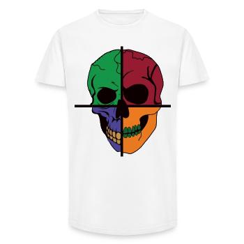 Four Divided Skeletal Skulls - Long Fit Men's T-Shirt - white - Front - AI Model Male 185 light (185cm)