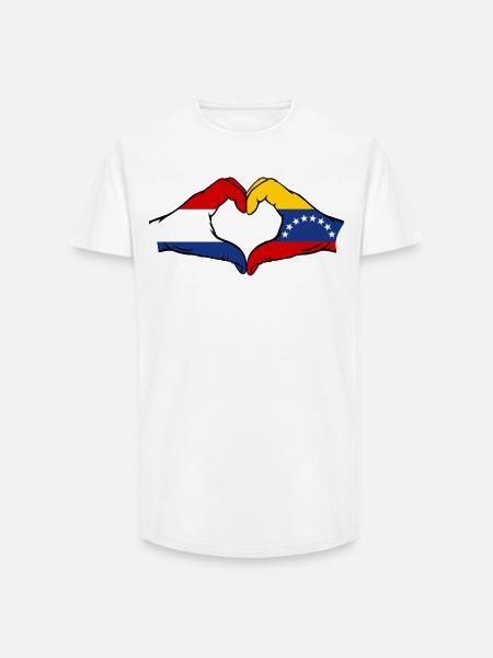 Holland Venezuela Flag Hands Heart Shape - Long Fit Men's T-Shirt - white