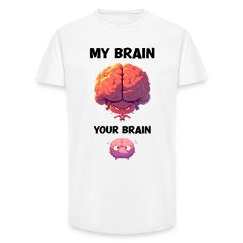 Mon cerveau Votre cerveau Sarcasme Dessin animé Cerveau - T-shirt coupe longue homme - blanc - Devant - AI Model Male 185 light (185cm)