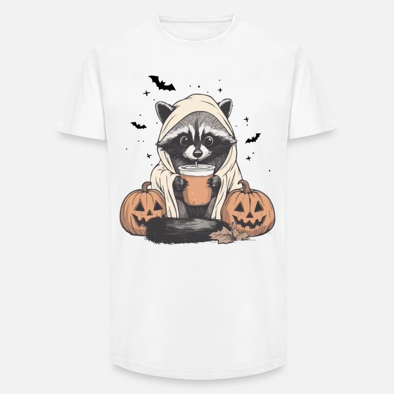 Halloween Pullover, Waschbär Halloween, Geschenk - Long Fit Männer T-Shirt - Weiß