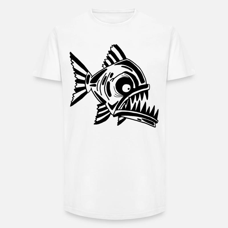 Fleischfressender Schwarzfisch - Long Fit Männer T-Shirt - Weiß