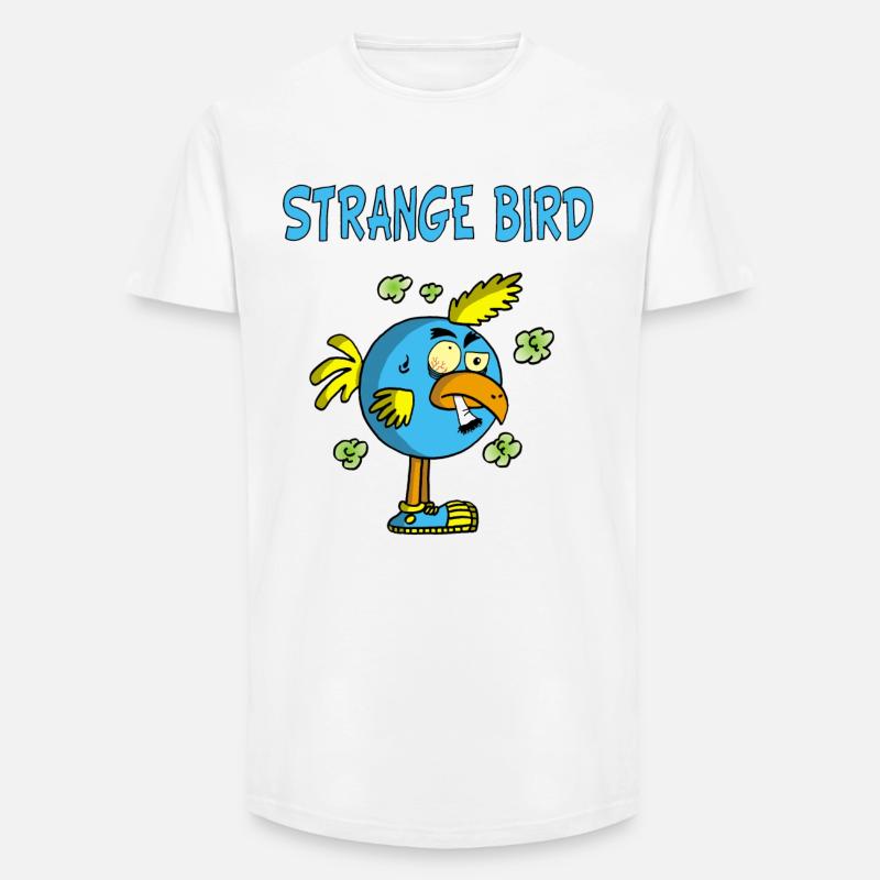 Seltsamer blauer Vogel - Long Fit Männer T-Shirt - Weiß