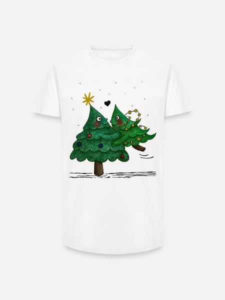 Cute Christmas Trees - Long Fit Men's T-Shirt - white