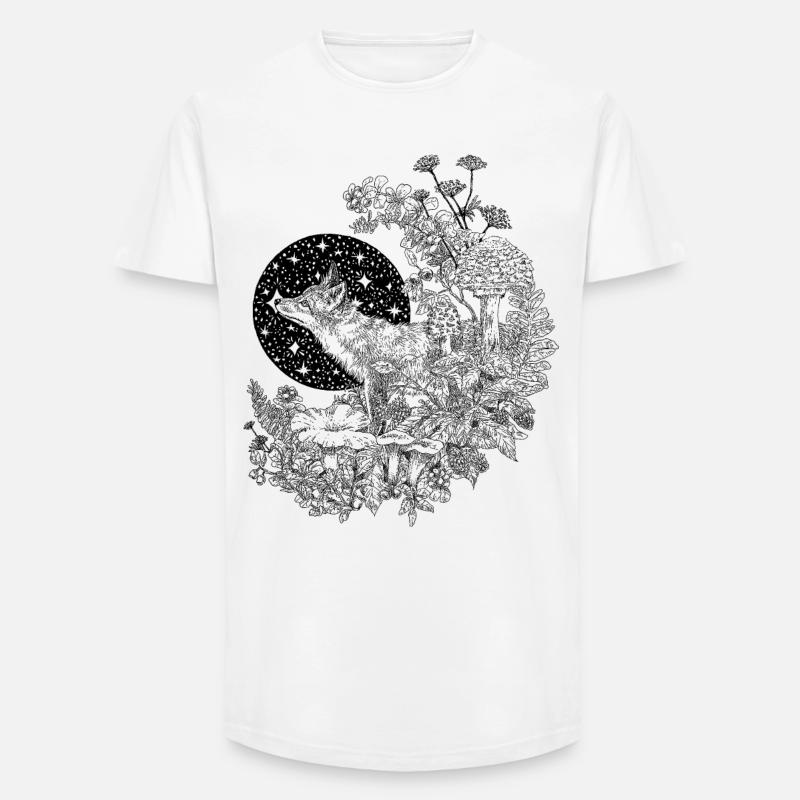 FUCHS & NACHTHIMMEL - Long Fit Männer T-Shirt - Weiß
