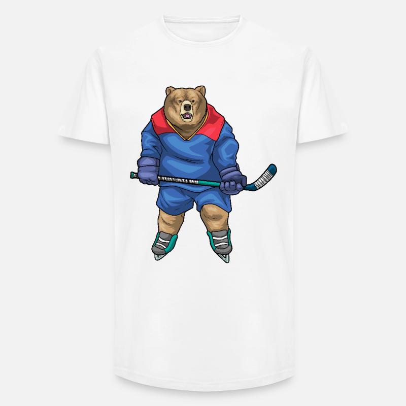 Bär Eishockey Eishockeyschläger - Long Fit Männer T-Shirt - Weiß