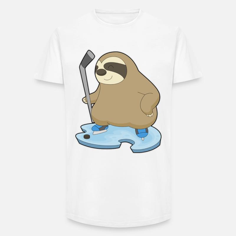 Faultier Eishockey Eishockeyschläger - Long Fit Männer T-Shirt - Weiß