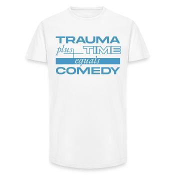 Trauma + Time = Comedy - Long Fit Men's T-Shirt - white - Front - AI Model Male 185 light (185cm)