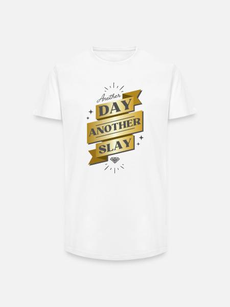 Another Day Another Slay Banner - Long Fit Men's T-Shirt - white