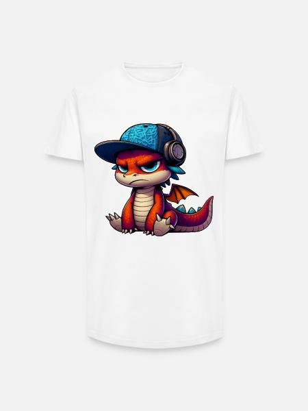 HipHop-Drache - Long Fit Männer T-Shirt - Weiß