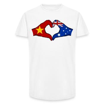 Vietnam Australien Flagge Hände Herzform - Long Fit Männer T-Shirt - Weiß - Vorne - AI Model Male 185 light (185cm)