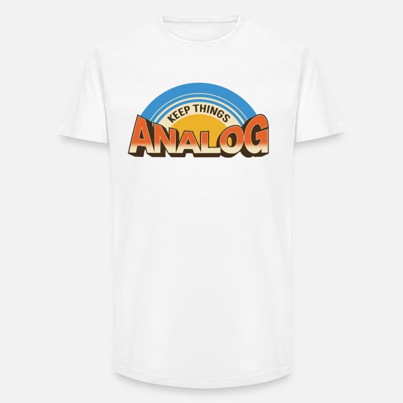 Keep Things Analog – Retro Tech-Statement - Long Fit Männer T-Shirt - Weiß