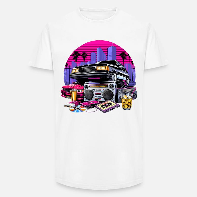 Kompaktkassette Ghettoblaster 90er Retro Geschenk - Long Fit Männer T-Shirt - Weiß