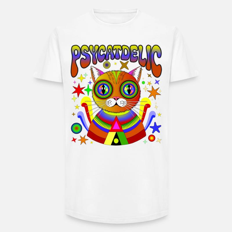 PSYCATDELIC - Long Fit Men's T-Shirt - white