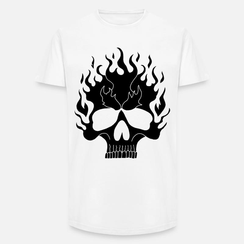 Schwarzer flammender Schädel - Long Fit Männer T-Shirt - Weiß