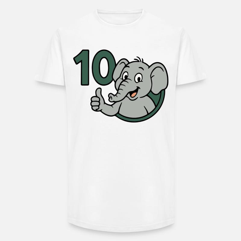 Rüsselpower mit 10 - Long Fit Männer T-Shirt - Weiß