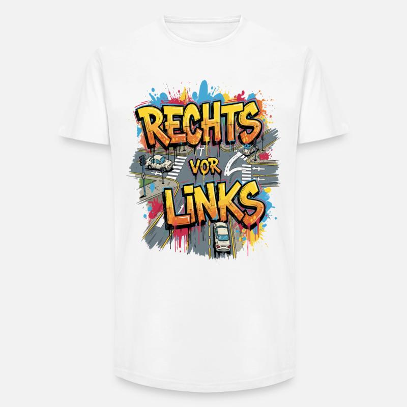 Rechts Vor Links -Graffiti Style - Long Fit Männer T-Shirt - Weiß