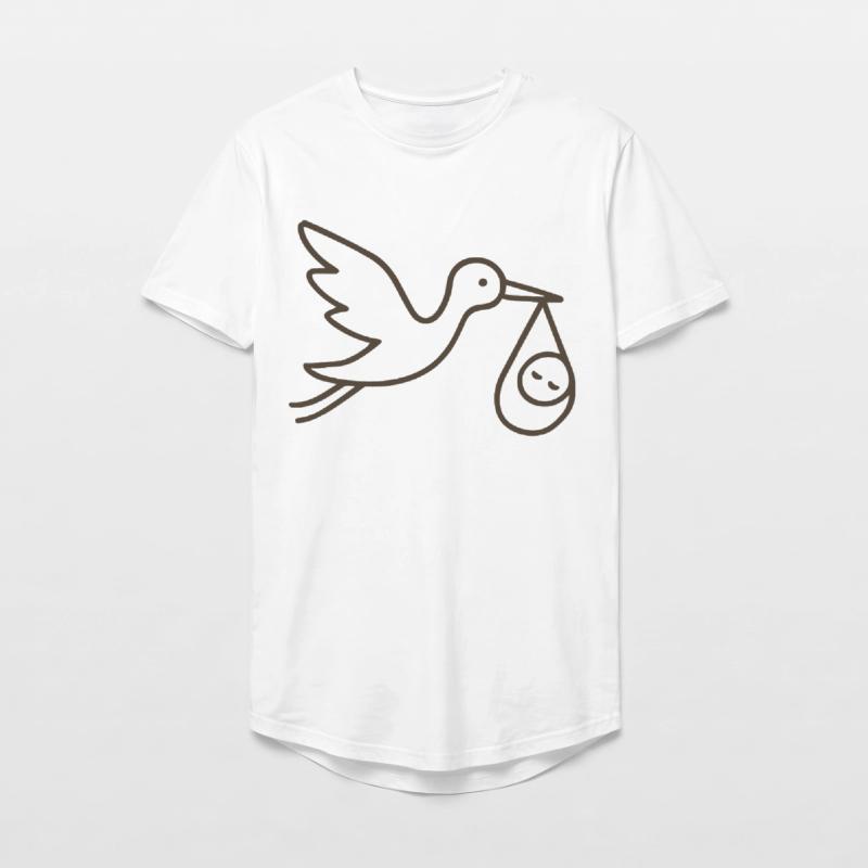 Cigogne avec bébé enfant - Arrivée minimale de bébé T-shirt coupe longue homme