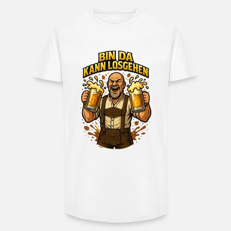 Bier Bierkrug Bierflasche Bierzelt Biergarten - Long Fit Männer T-Shirt - Weiß