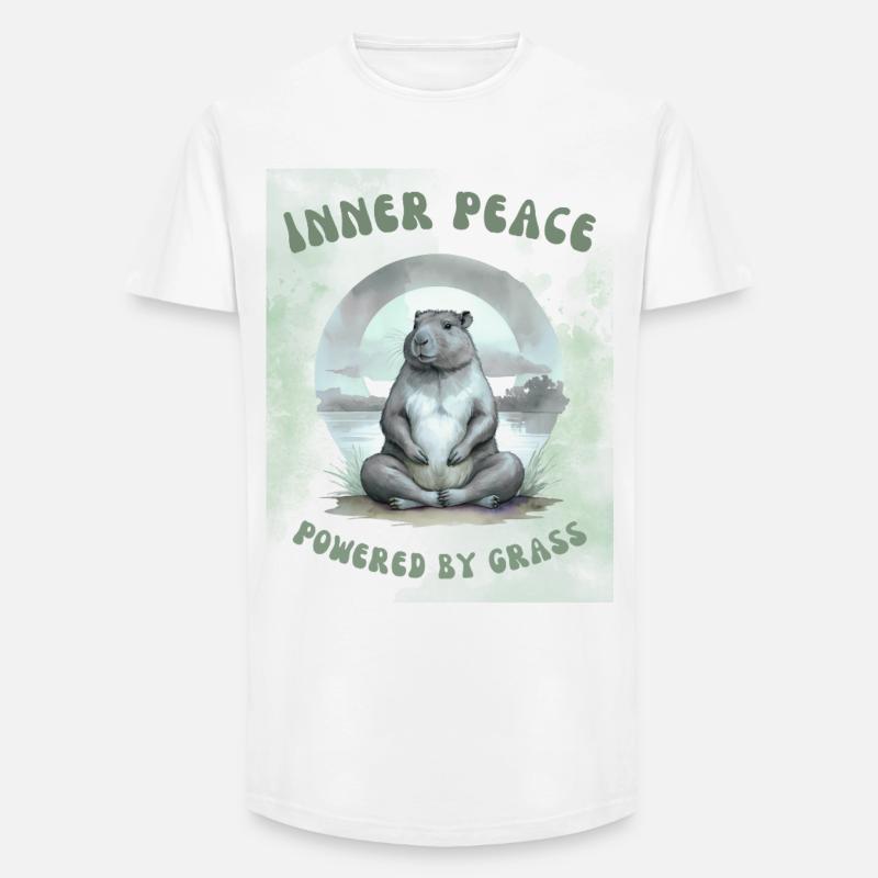 Inner Peace – Powered by Grass Design - Long Fit Männer T-Shirt - Weiß