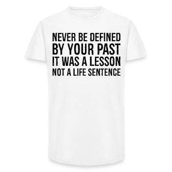 never be defined by your past it was a lesson - Long Fit Men's T-Shirt - white - Front - AI Model Male 185 light (185cm)
