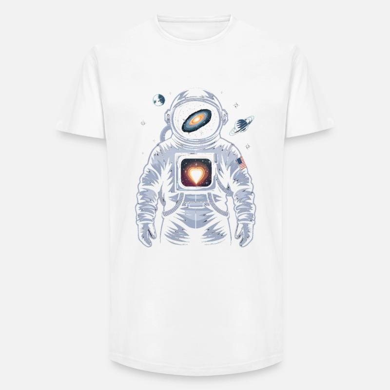 Conception d’astronaute de cœur de l’espace - T-shirt coupe longue homme - blanc