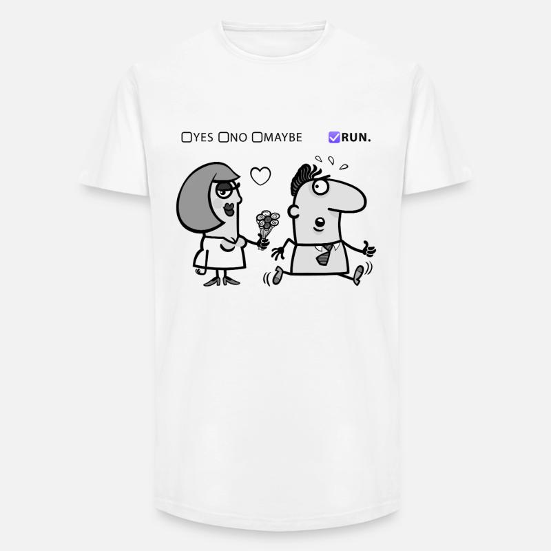 Liebe oder Flucht – Skurriles Humor-Design - Long Fit Männer T-Shirt - Weiß