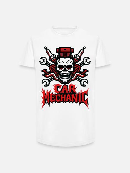 Mécanique automobile Heavy Metal - T-shirt coupe longue homme - blanc