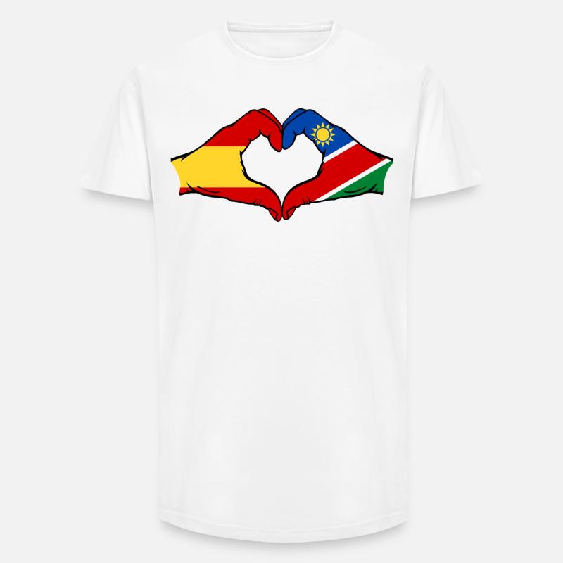 Spanien Namibia Flagge Hände Herzform - Long Fit Männer T-Shirt - Weiß