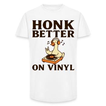 Goose DJ Humor Vinyl Collector - Long Fit Men's T-Shirt - white - Front - AI Model Male 185 light (185cm)