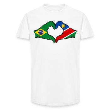 Brasilien Palästina Flagge Hände Herzform - Long Fit Männer T-Shirt - Weiß - Vorne - AI Model Male 185 light (185cm)