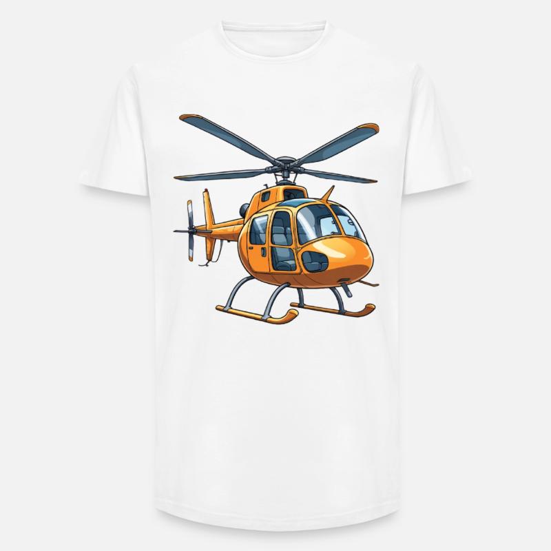 Conception graphique de bande dessinée d'hélicoptère - T-shirt coupe longue homme - blanc