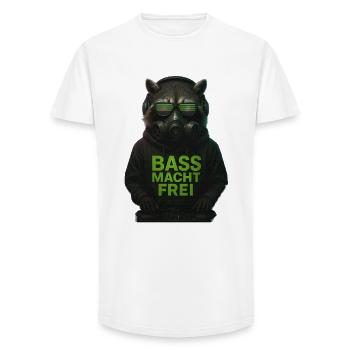 Hardcore Techno Design Bass makes you free Rave Motif - Long Fit Men's T-Shirt - white - Front - AI Model Male 185 light (185cm)