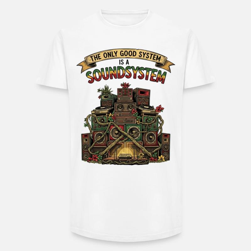 Sound System Collage Dub Reggae - Long Fit Männer T-Shirt - Weiß