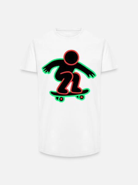 Neon Skateboarder Line Art - Long Fit Men's T-Shirt - white