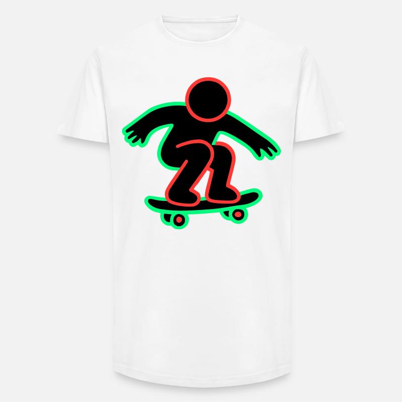 Neon Skateboarder Linienkunst - Long Fit Männer T-Shirt - Weiß