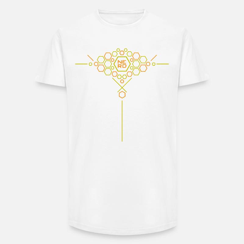 Nerd Hex Pattern Gradient - Long Fit Men's T-Shirt - white