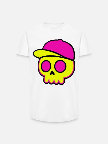 Neon Skull Cap Design - Long Fit Men's T-Shirt - white
