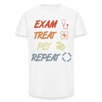 Exam Treat Pet Repeat - Long Fit Männer T-Shirt - Weiß - Vorne - AI Model Male 185 light (185cm)