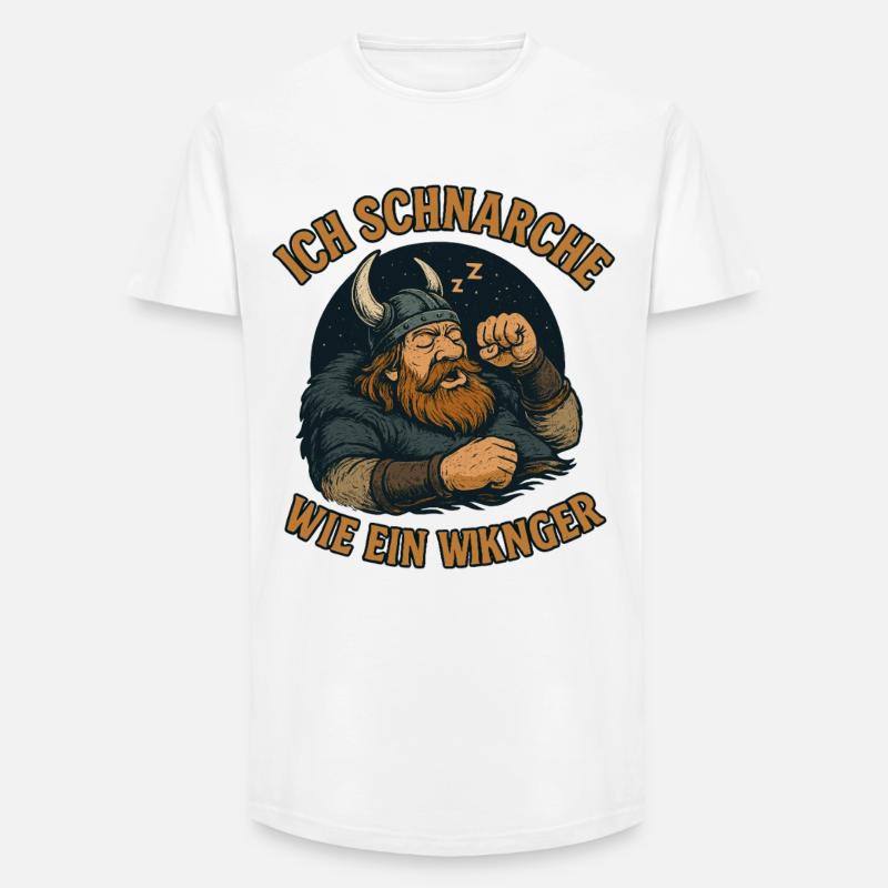 Ich schnarche wie ein Wikinger - Long Fit Männer T-Shirt - Weiß