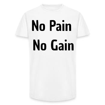 No Pain No Gain - Long Fit Men's T-Shirt - white - Front - AI Model Male 185 light (185cm)