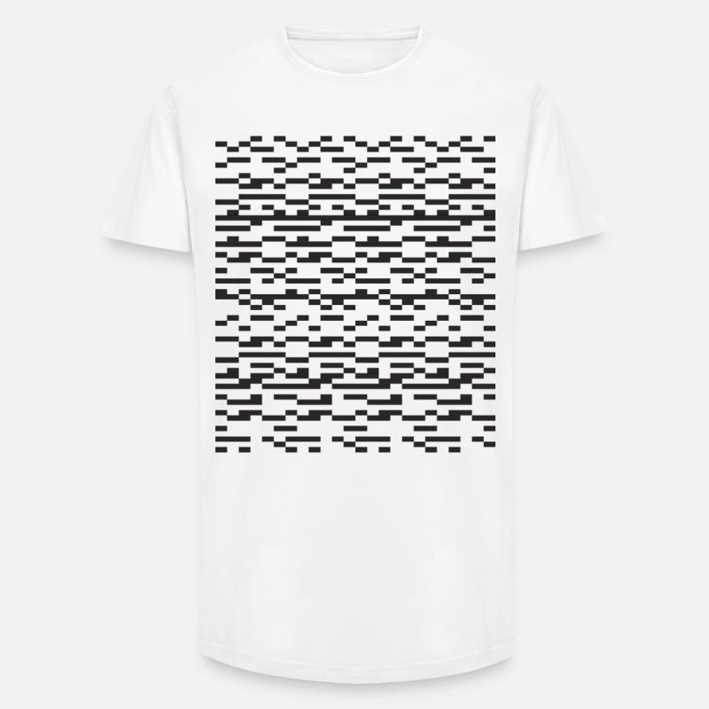 Noir Stripe pixeliges Glitch Grid - Long Fit Männer T-Shirt - Weiß