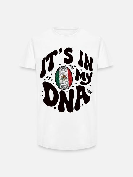 Mexican DNA Mexico Flag Hispanic - Long Fit Men's T-Shirt - white