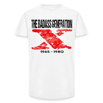 Génération X 1965 1980 Rétro - T-shirt coupe longue homme - blanc - Devant - AI Model Male 185 light (185cm)
