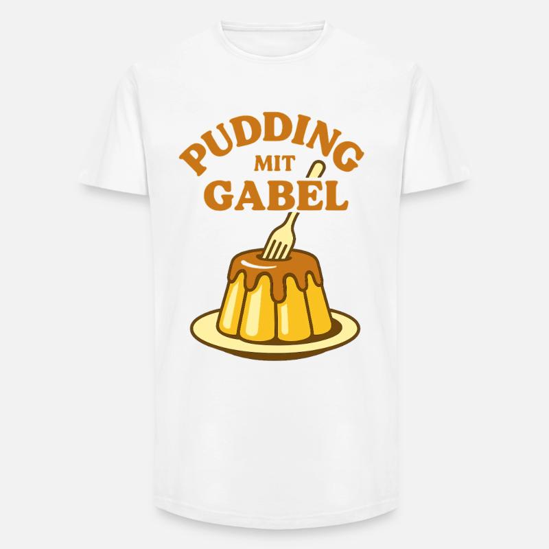 Pudding with fork - Long Fit Men's T-Shirt - white
