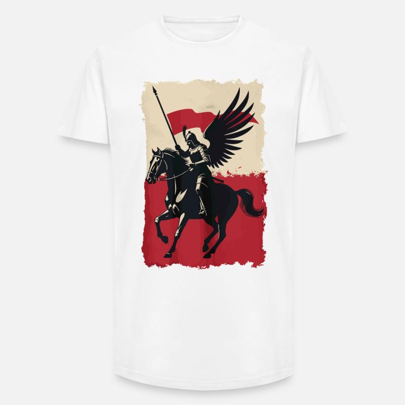 Polnischer Husar mit Flaggendesign - Long Fit Männer T-Shirt - Weiß