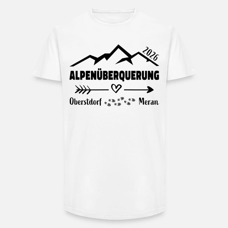 Alpenüberquerung E5 2026 Oberstdorf Meran - Long Fit Männer T-Shirt - Weiß