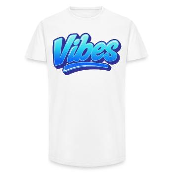 Vibes Schriftzug blau - Long Fit Männer T-Shirt - Weiß - Vorne - AI Model Male 185 light (185cm)