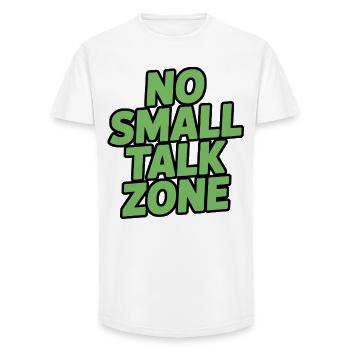 No Small Talk Zone - Long Fit Männer T-Shirt - Weiß - Vorne - AI Model Male 185 light (185cm)